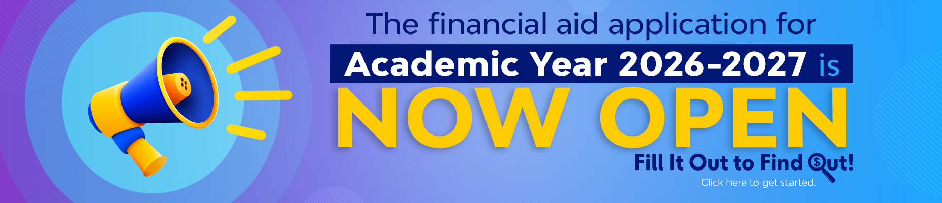 Financial Aid Application now open